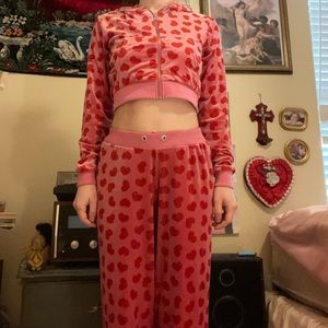 sugar thrillz heart pink velour tracksuit